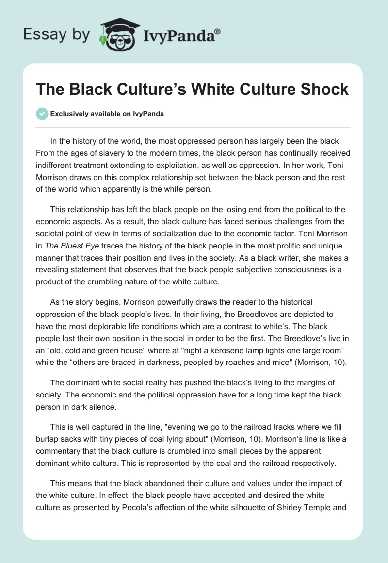 The Black Culture’s White Culture Shock. Page 1