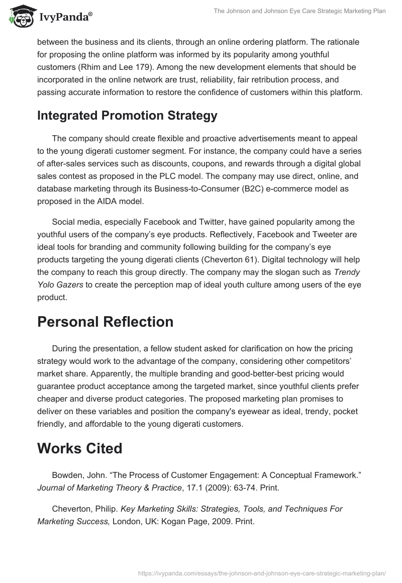 The Johnson and Johnson Eye Care Strategic Marketing Plan. Page 4