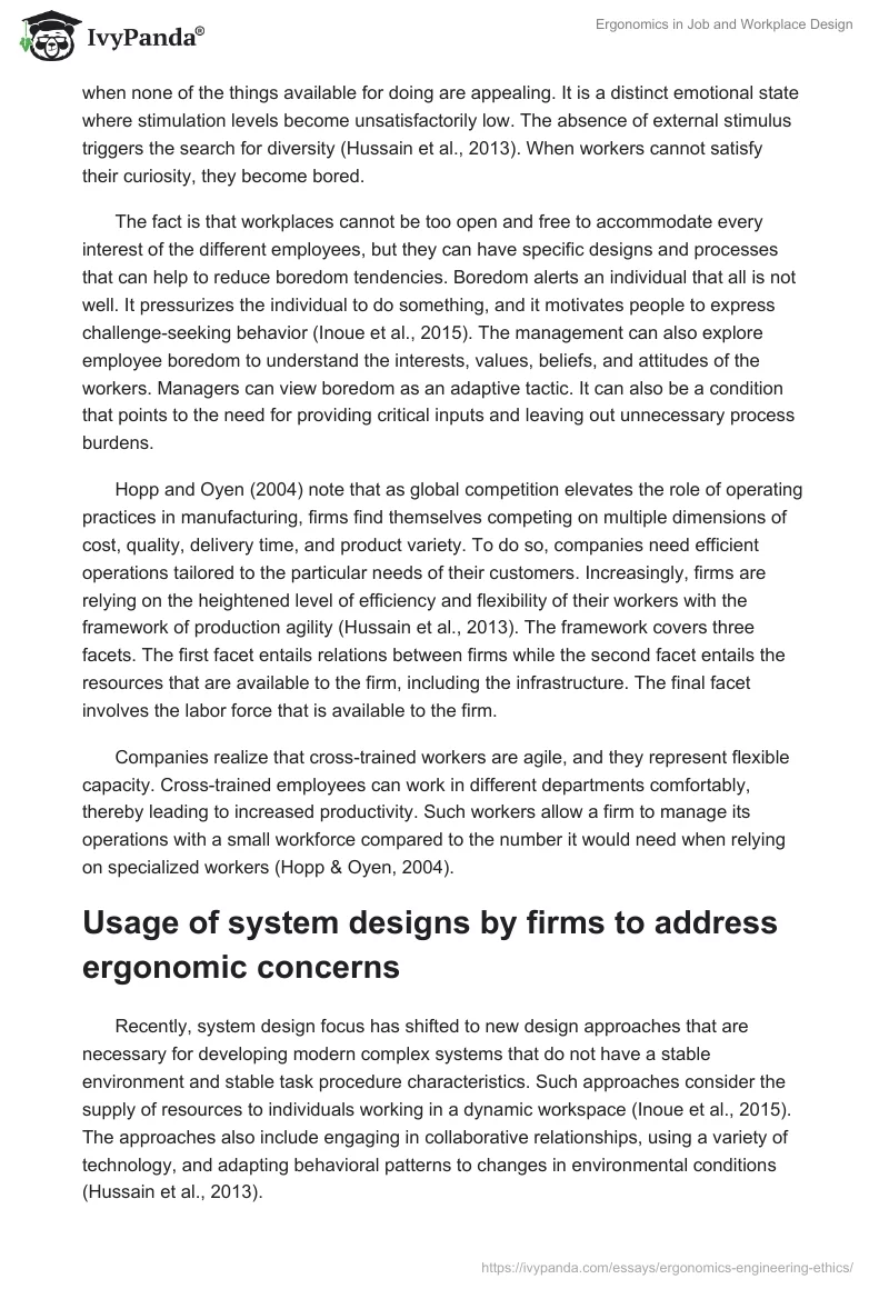 Ergonomics in Job and Workplace Design. Page 4