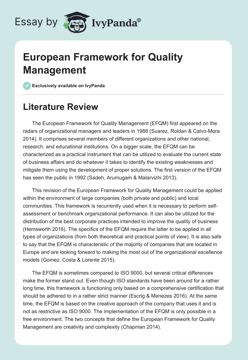 European Framework for Quality Management. Page 1