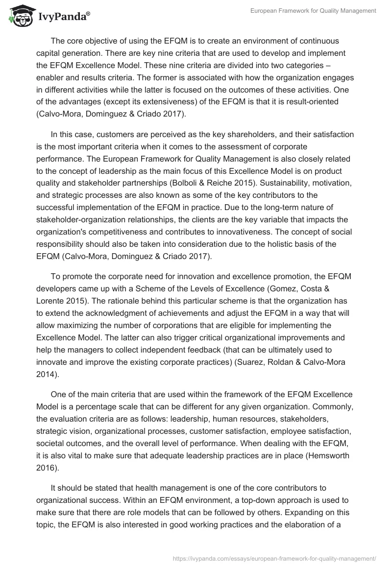 European Framework for Quality Management. Page 2