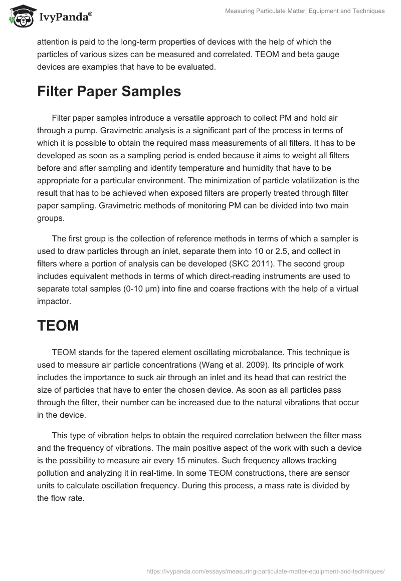 Measuring Particulate Matter: Equipment and Techniques. Page 2