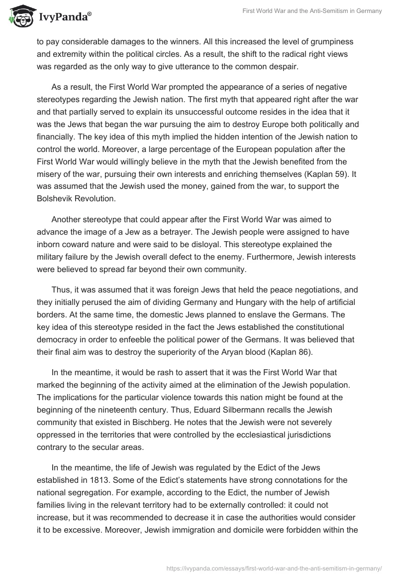 First World War and the Anti-Semitism in Germany. Page 4
