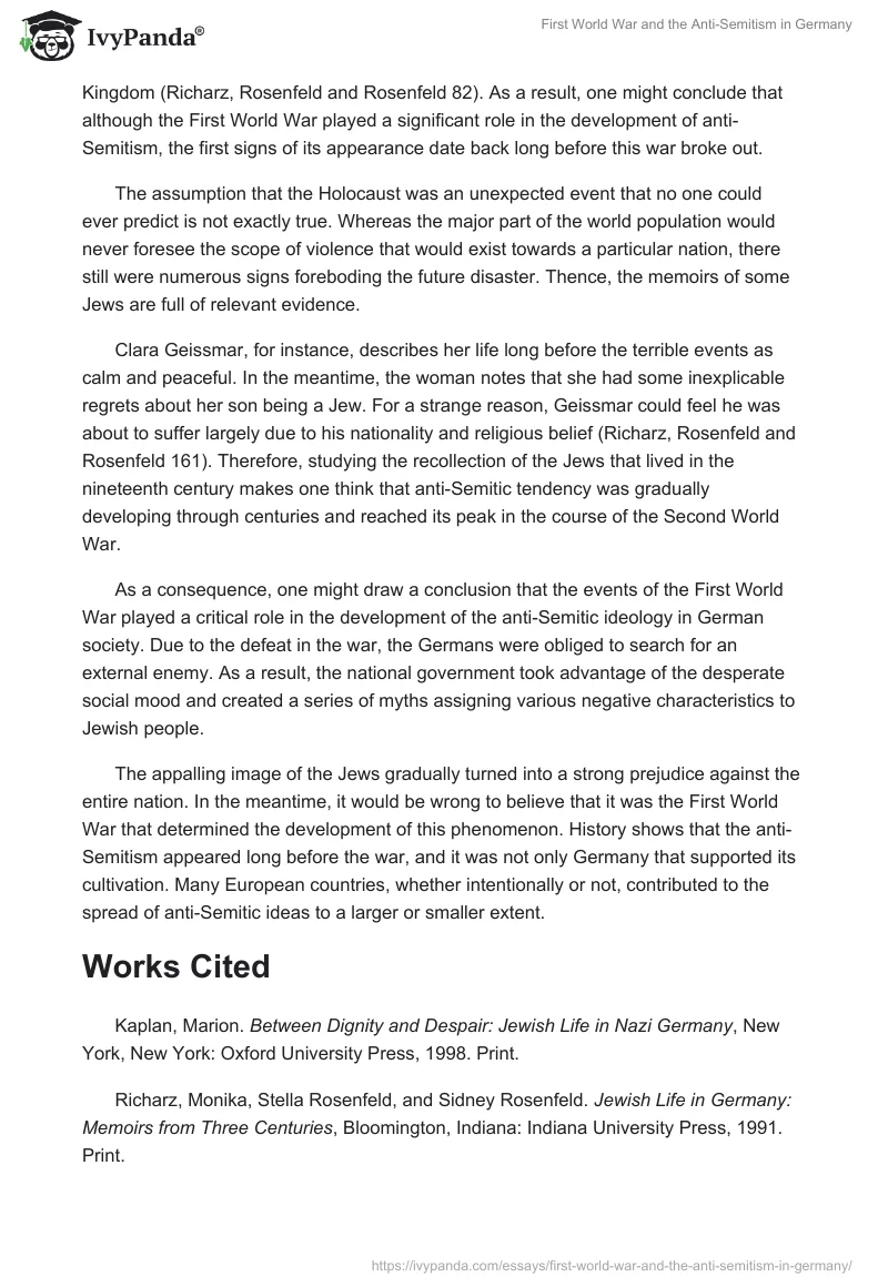 First World War and the Anti-Semitism in Germany. Page 5