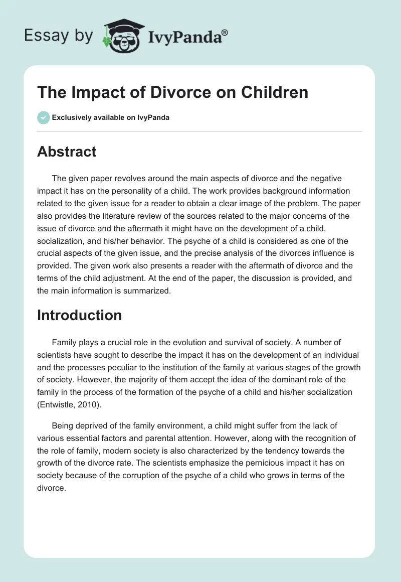 The Impact of Divorce on Children. Page 1
