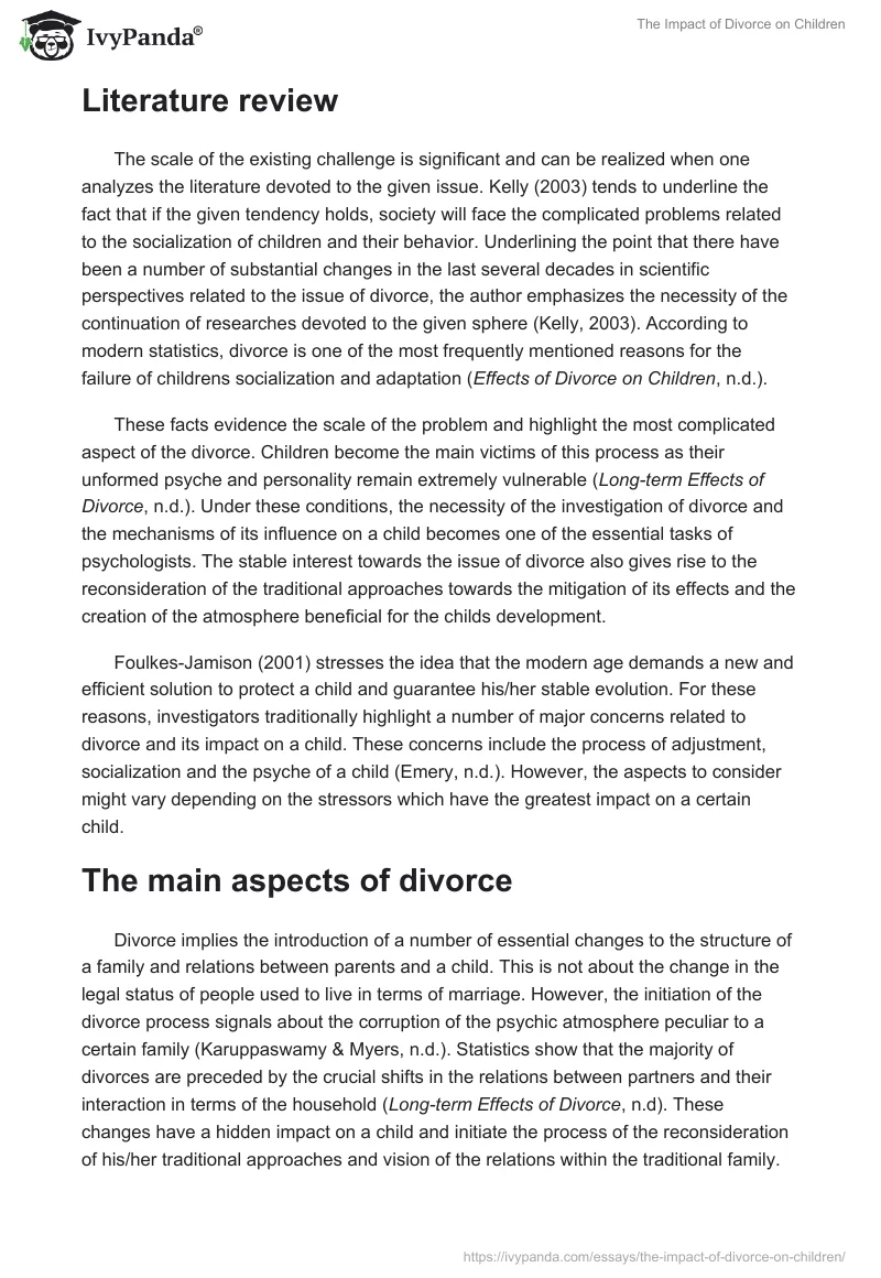 The Impact of Divorce on Children. Page 2