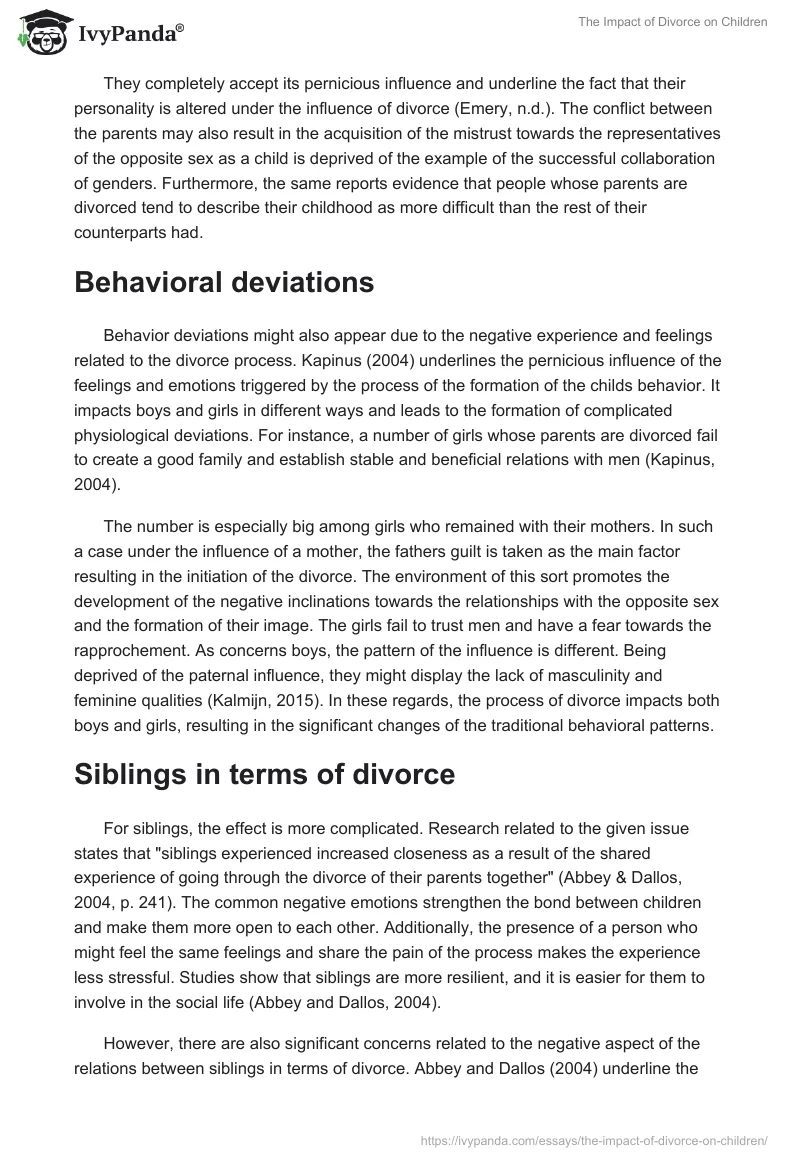 The Impact of Divorce on Children. Page 4