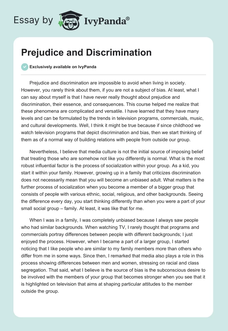 Prejudice and Discrimination. Page 1