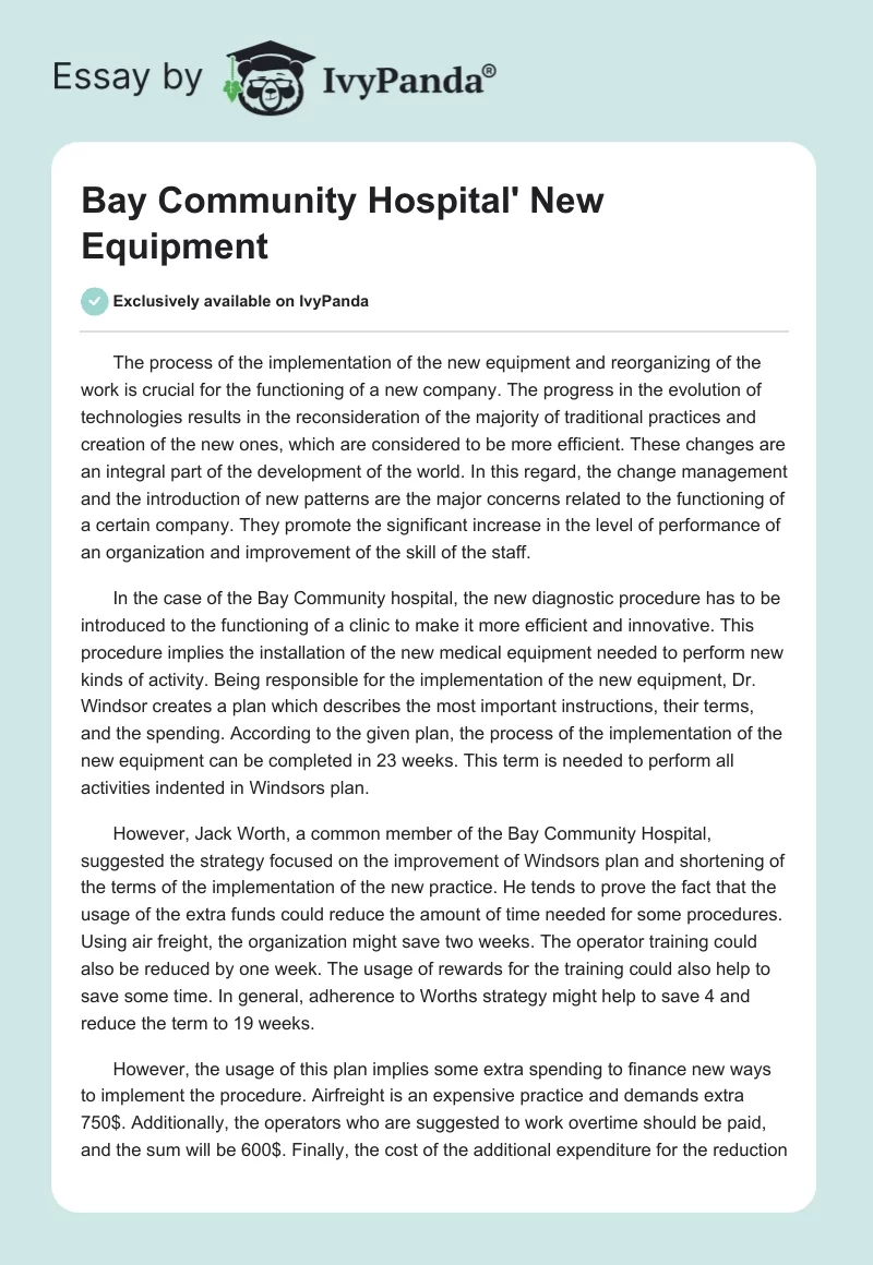 Bay Community Hospital' New Equipment. Page 1