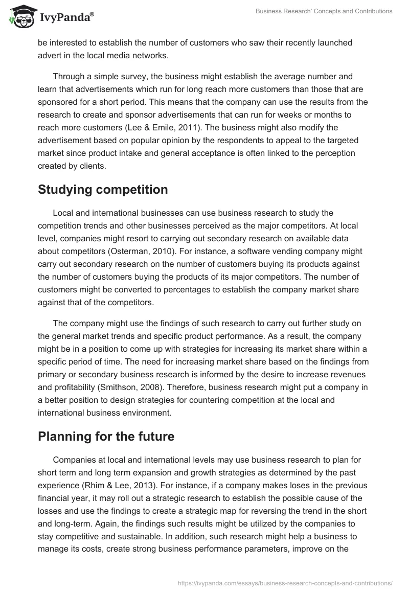 Business Research' Concepts and Contributions. Page 4