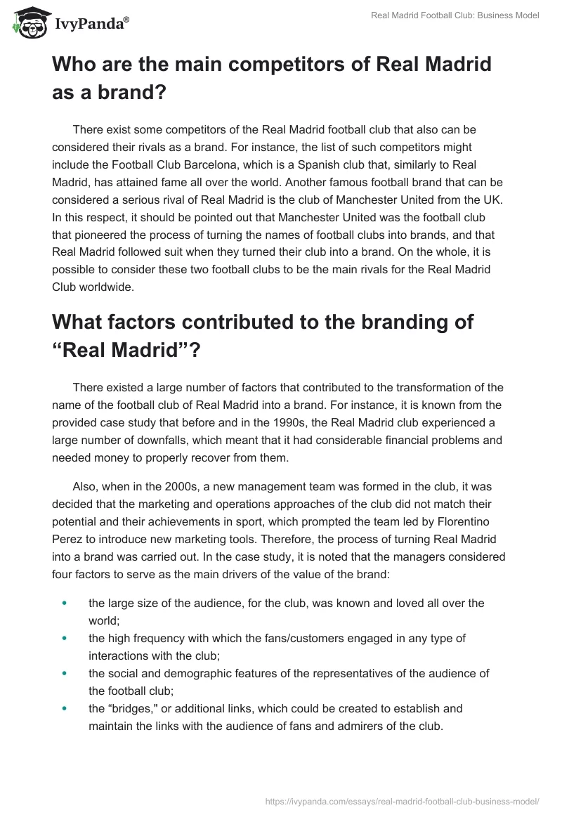 Real Madrid Football Club: Business Model. Page 4