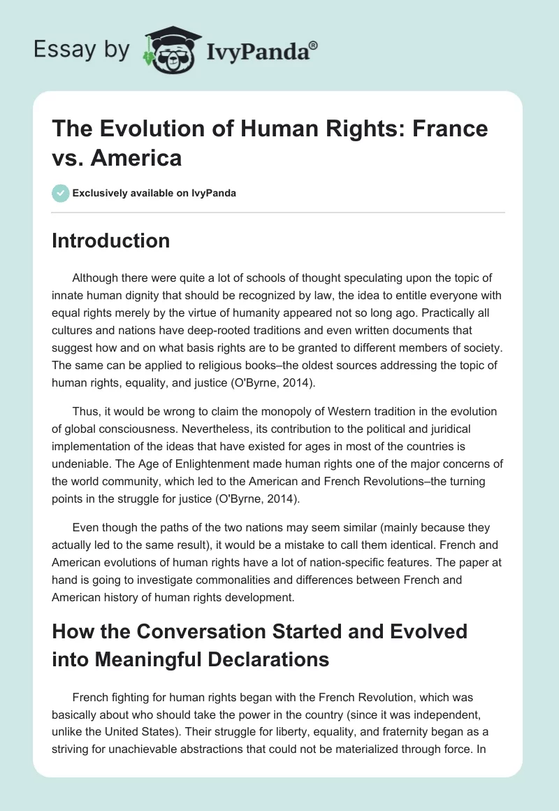 The Evolution of Human Rights: France vs. America. Page 1