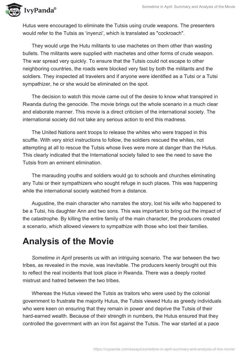 Sometime in April: Summary and Analysis of the Movie. Page 2