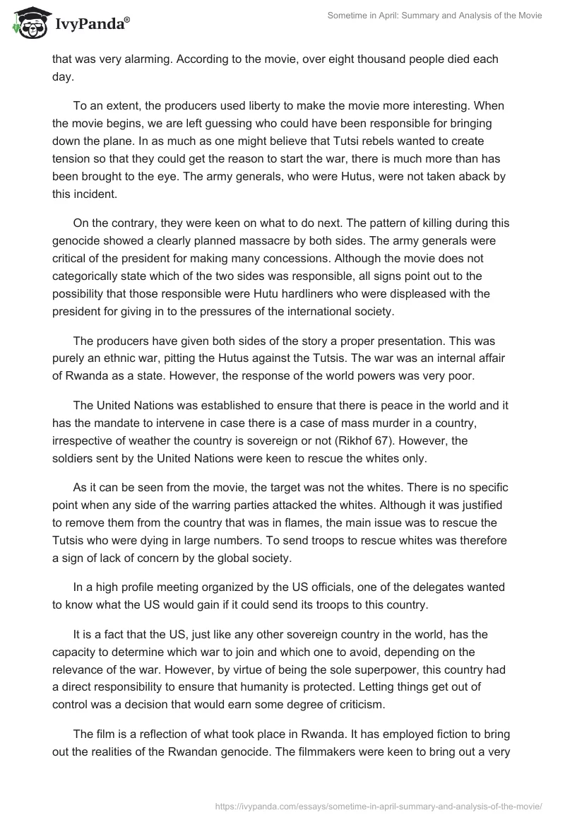 Sometime in April: Summary and Analysis of the Movie. Page 3