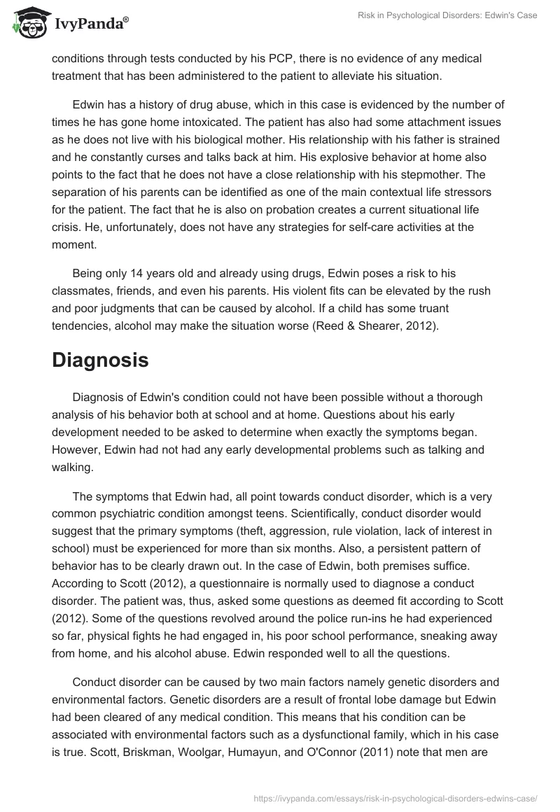 Risk in Psychological Disorders: Edwin's Case. Page 2