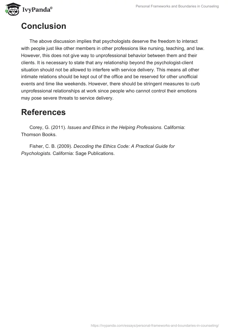 Personal Frameworks and Boundaries in Counseling. Page 3