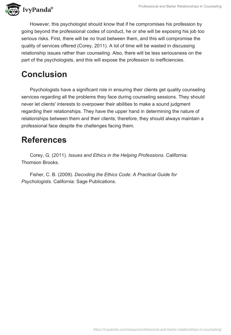 Professional and Barter Relationships in Counseling. Page 3