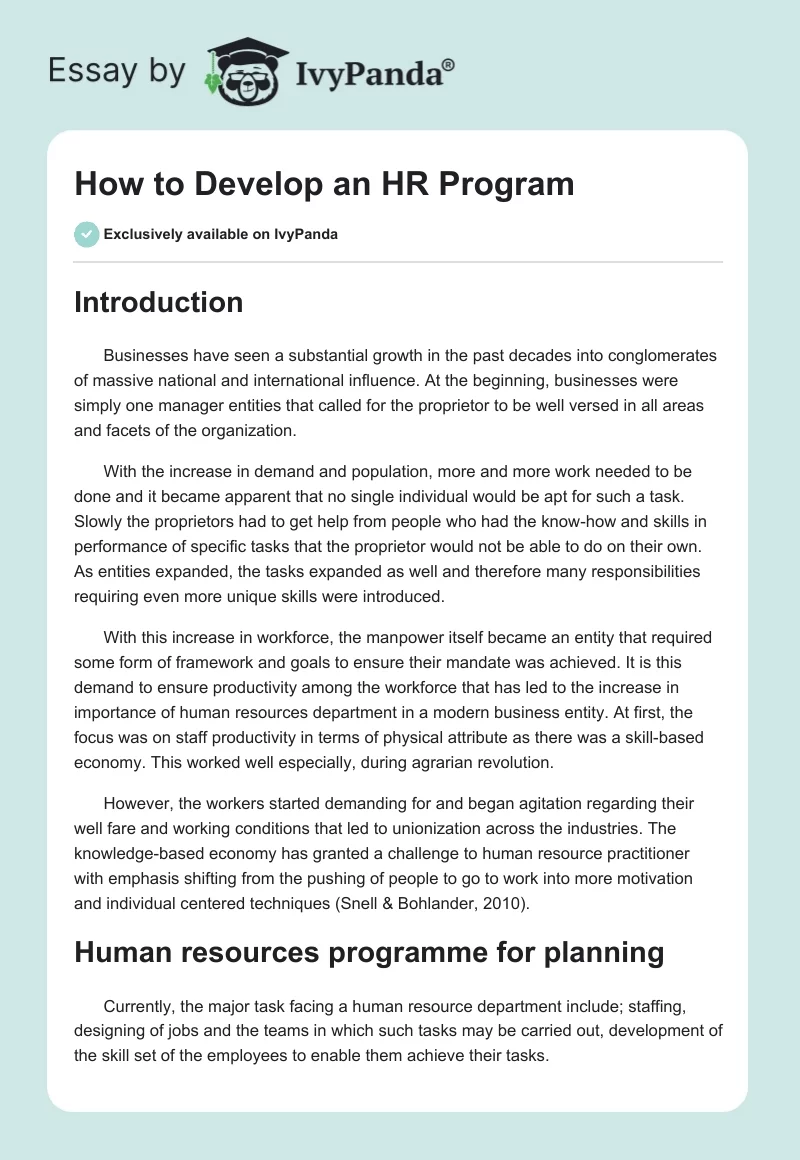 How to Develop an HR Program. Page 1