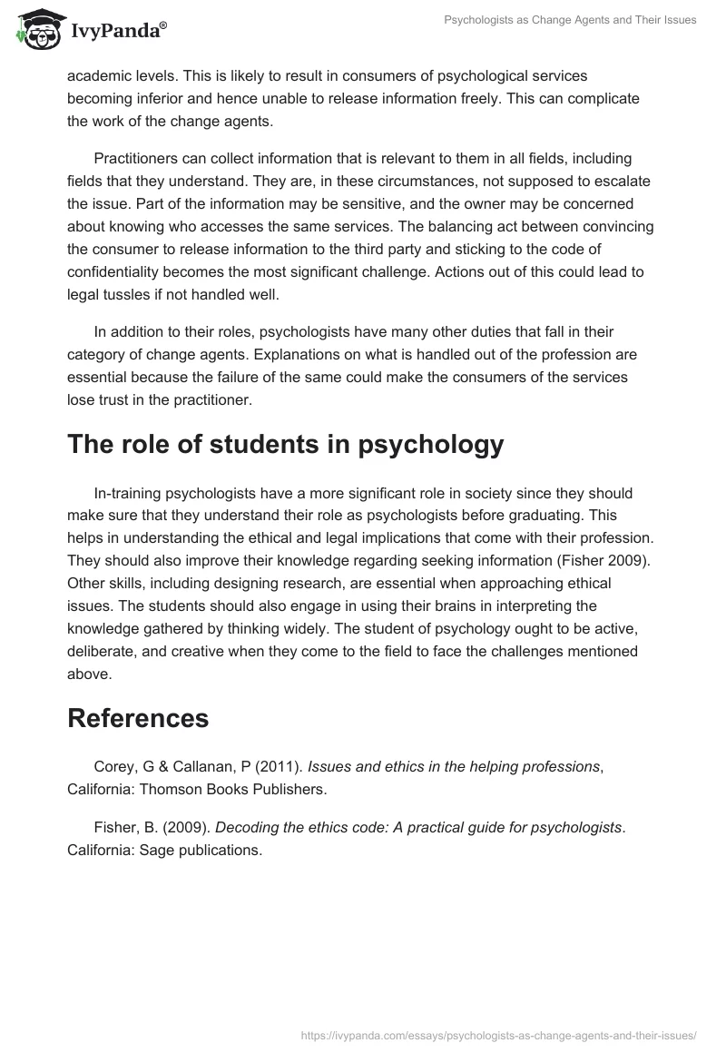 Psychologists as Change Agents and Their Issues. Page 2