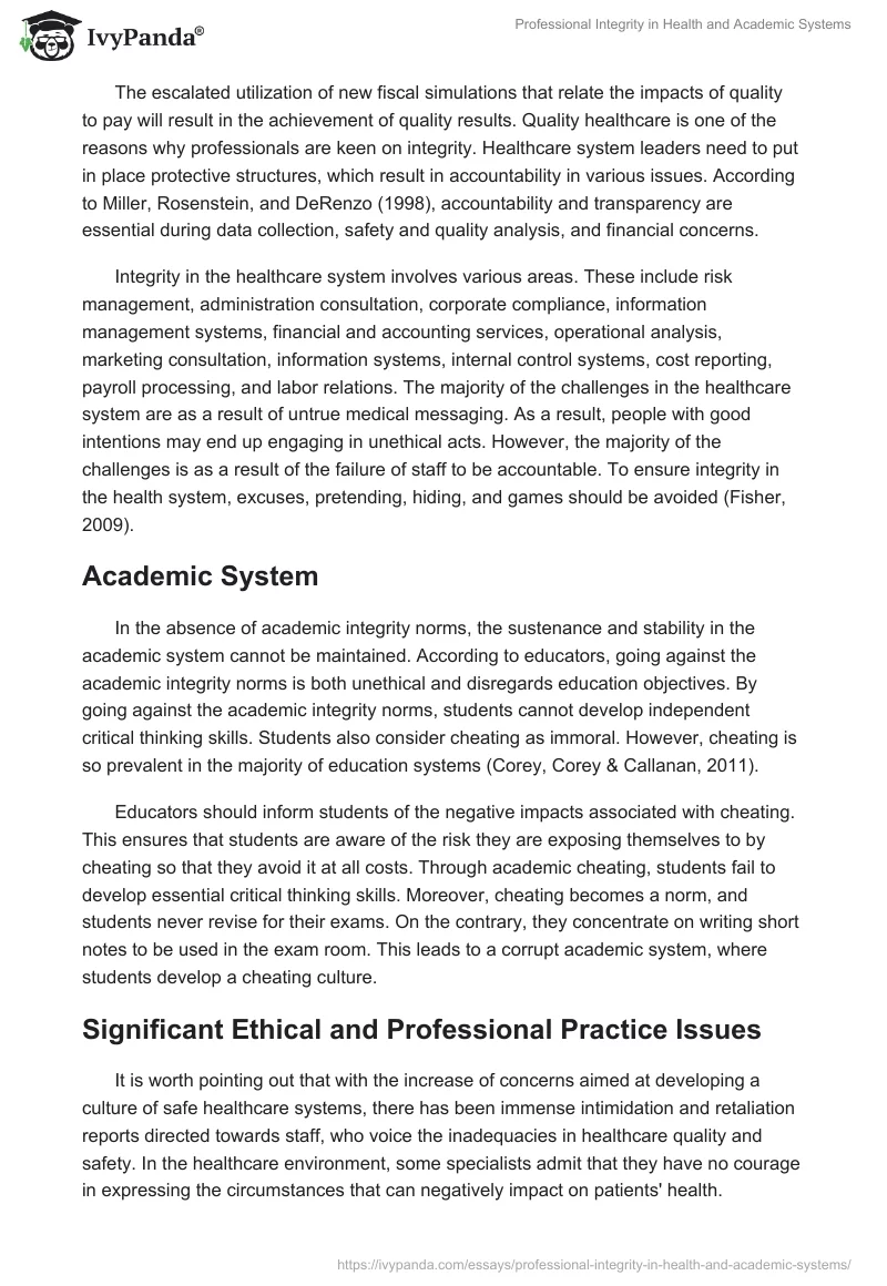 Professional Integrity in Health and Academic Systems. Page 2