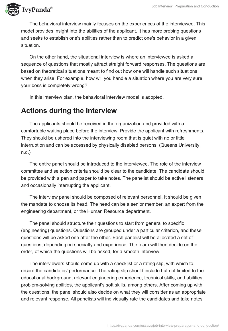 Job Interview: Preparation and Conduction. Page 2