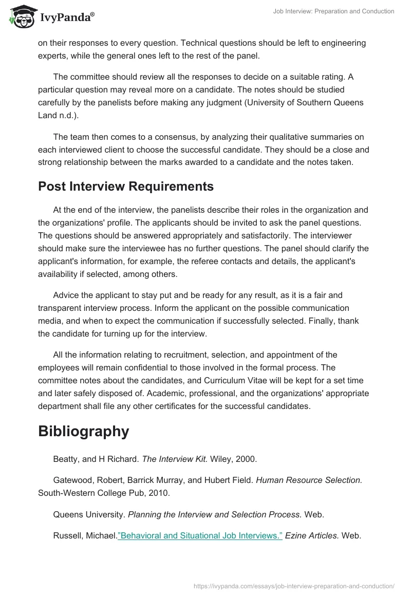 Job Interview: Preparation and Conduction. Page 3