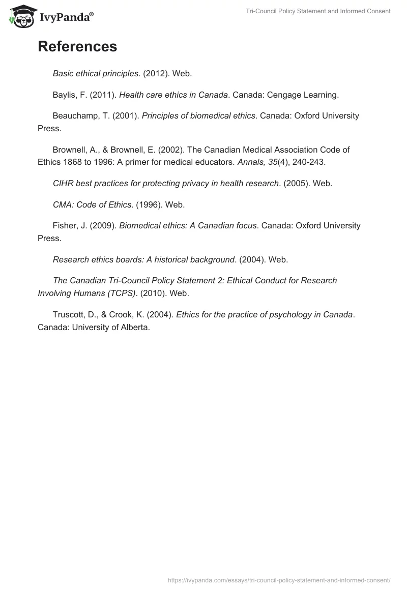 Tri-Council Policy Statement and Informed Consent. Page 3