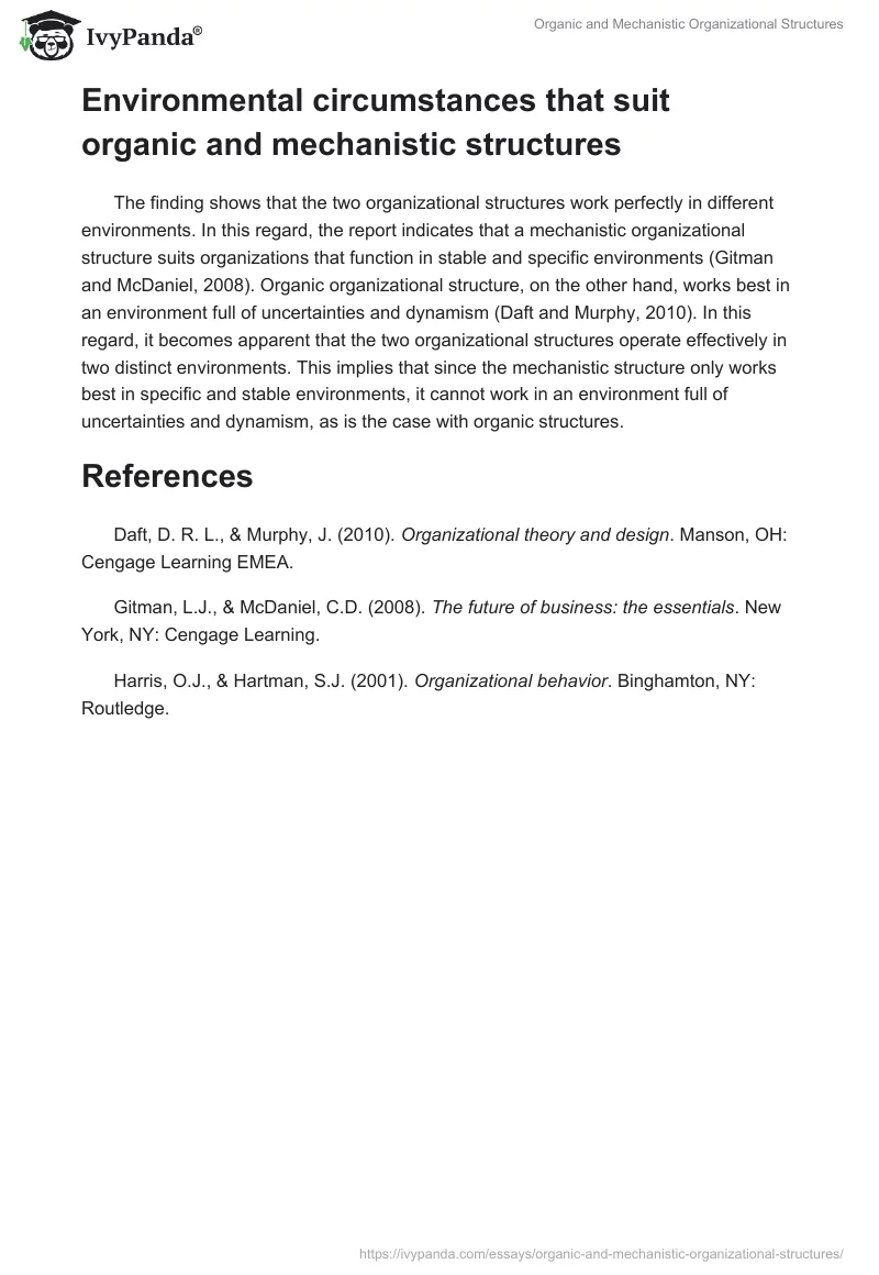 Organic and Mechanistic Organizational Structures. Page 3