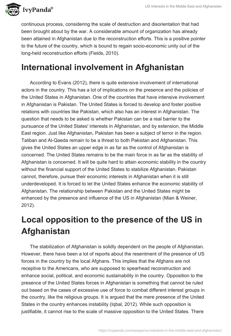 US Interests in the Middle East and Afghanistan. Page 2
