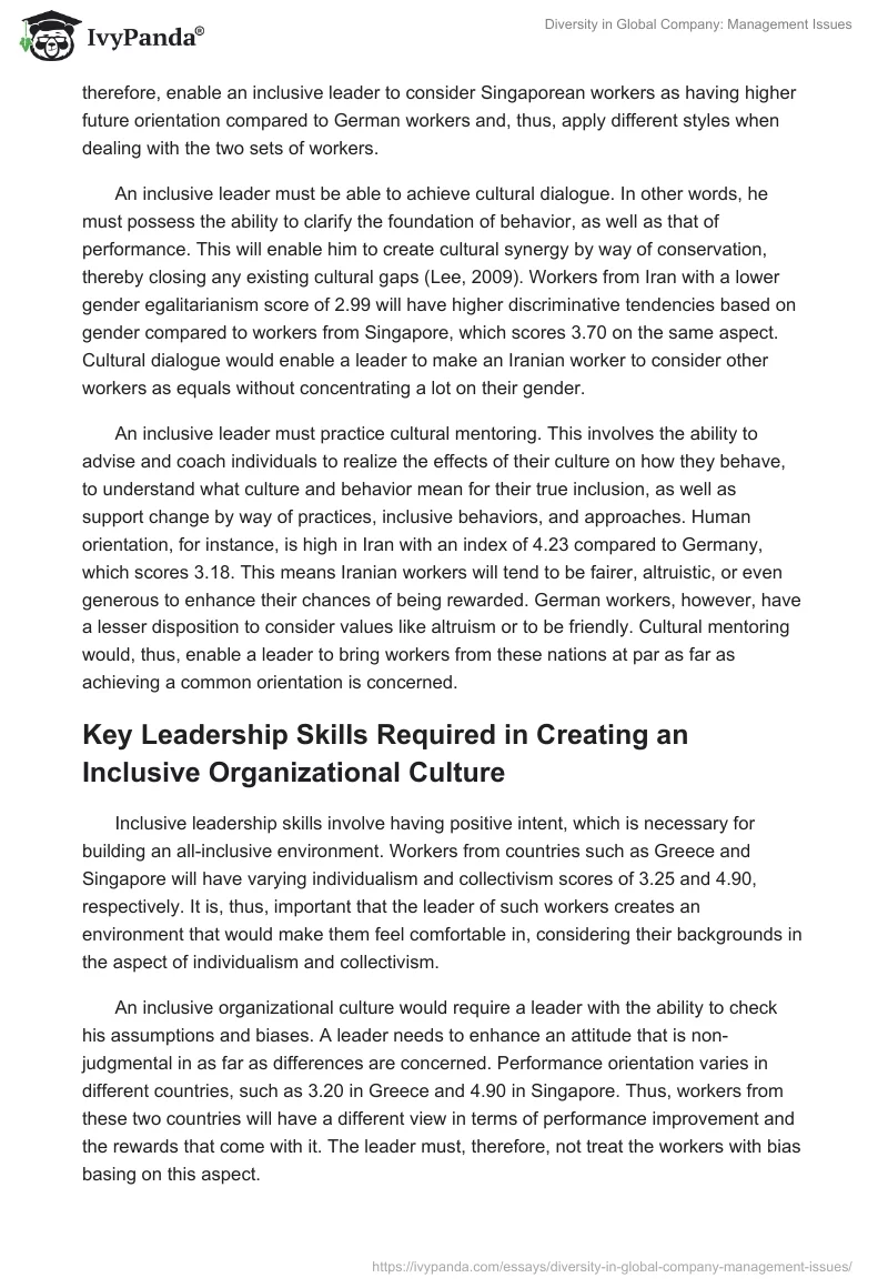 Diversity in Global Company: Management Issues. Page 2