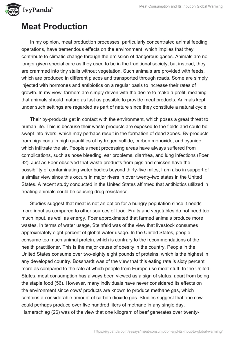 Meat Consumption and Its Input on Global Warming. Page 2