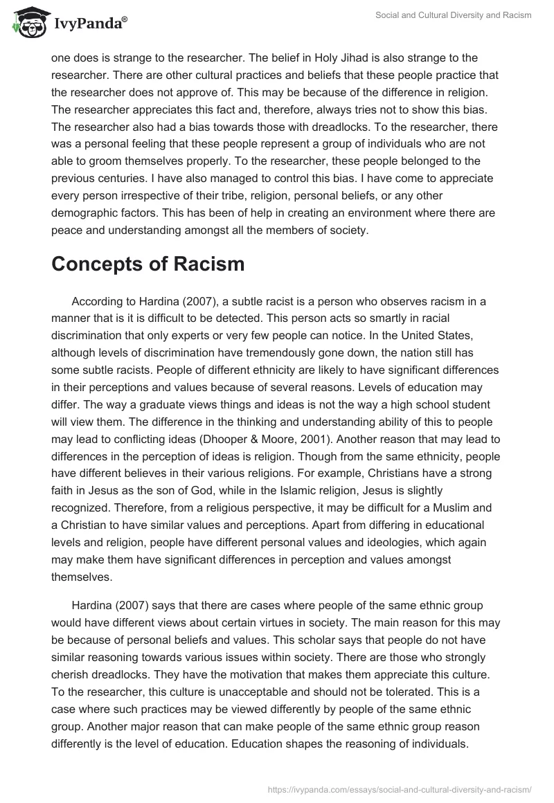 Social and Cultural Diversity and Racism. Page 2