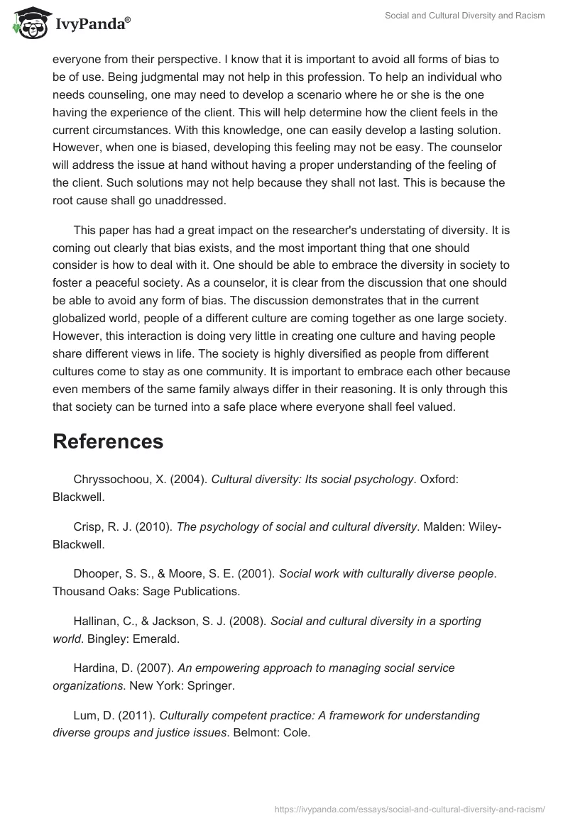Social and Cultural Diversity and Racism. Page 5