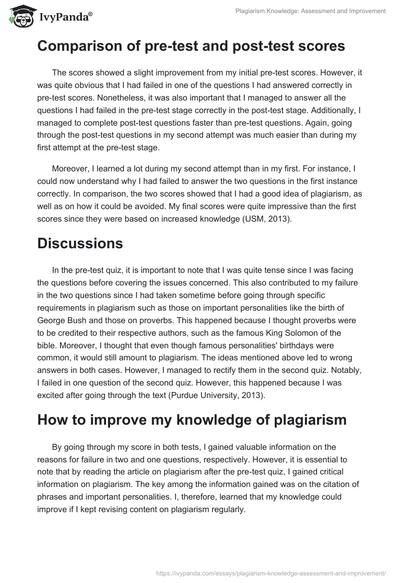 Plagiarism Knowledge: Assessment and Improvement. Page 2