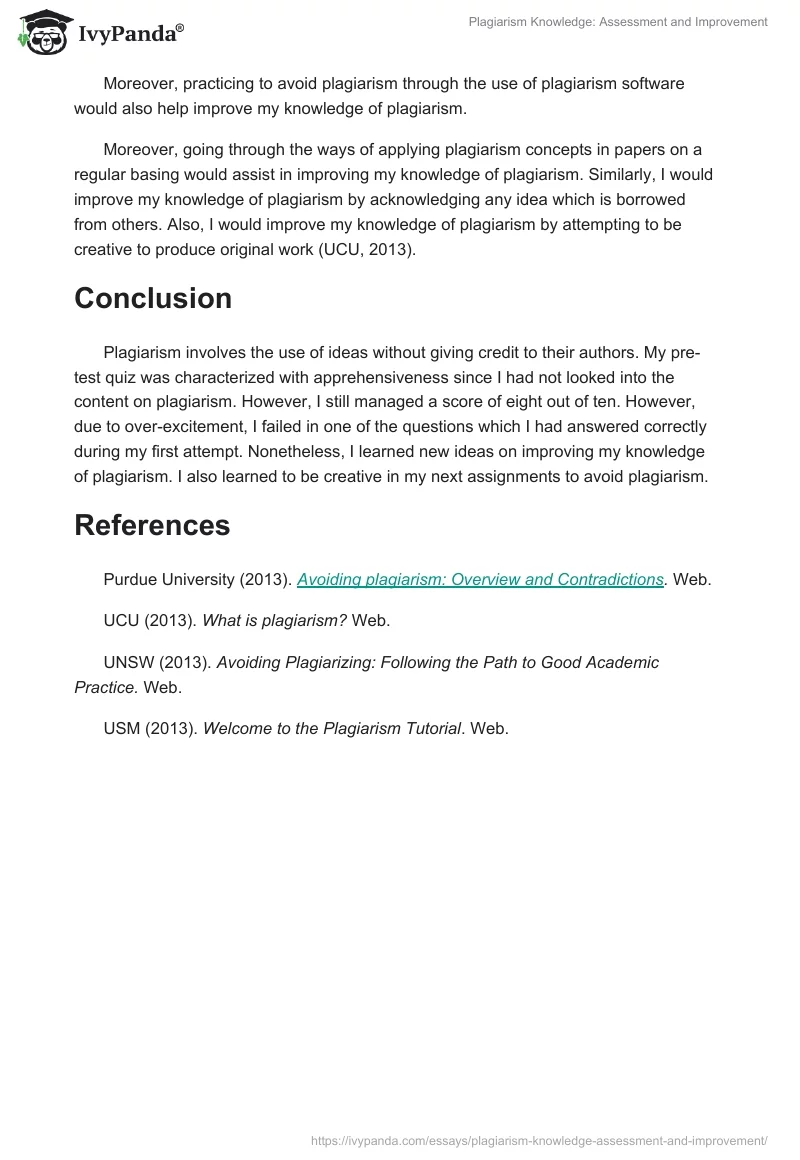 Plagiarism Knowledge: Assessment and Improvement. Page 3