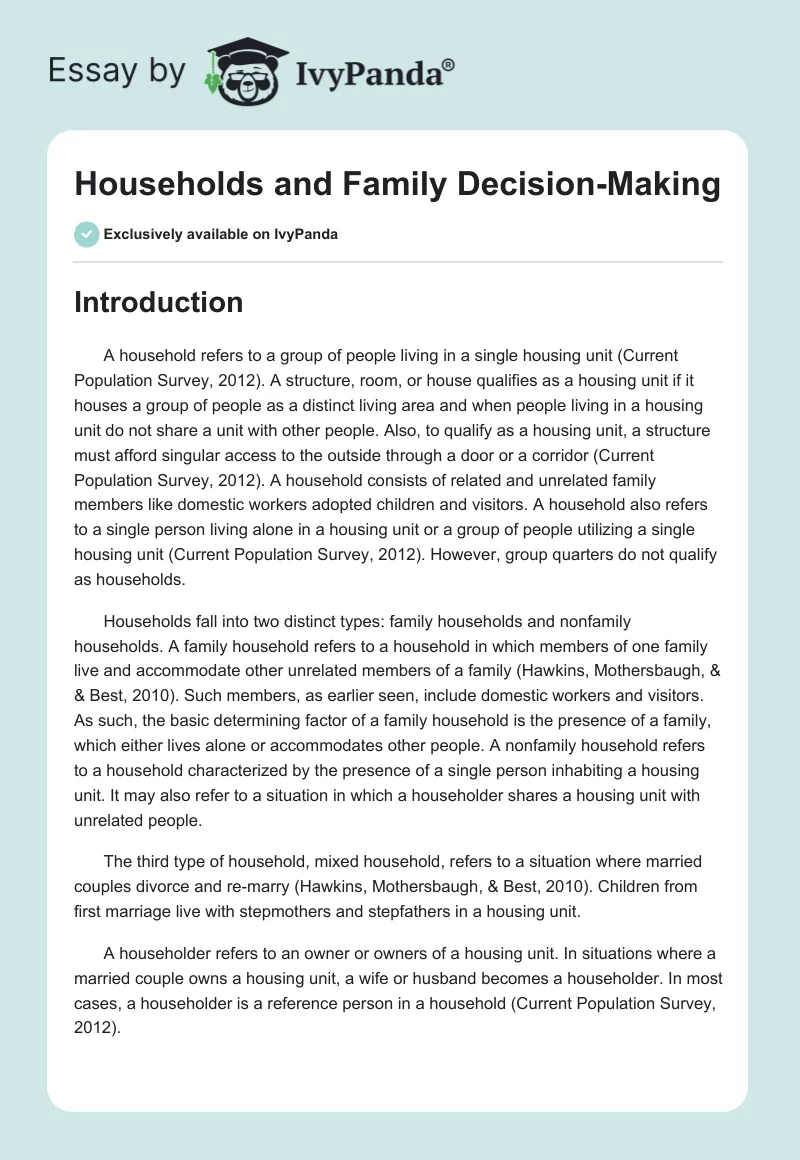 Households and Family Decision-Making. Page 1