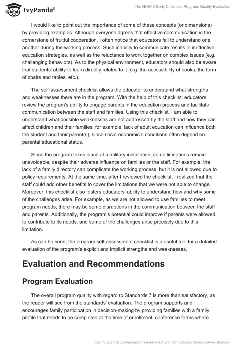 The NAEYC Early Childhood Program: Quality Evaluation. Page 2