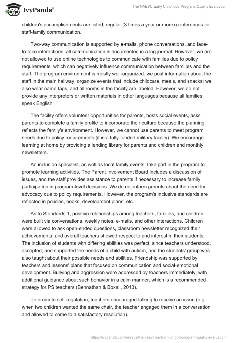 The NAEYC Early Childhood Program: Quality Evaluation. Page 3