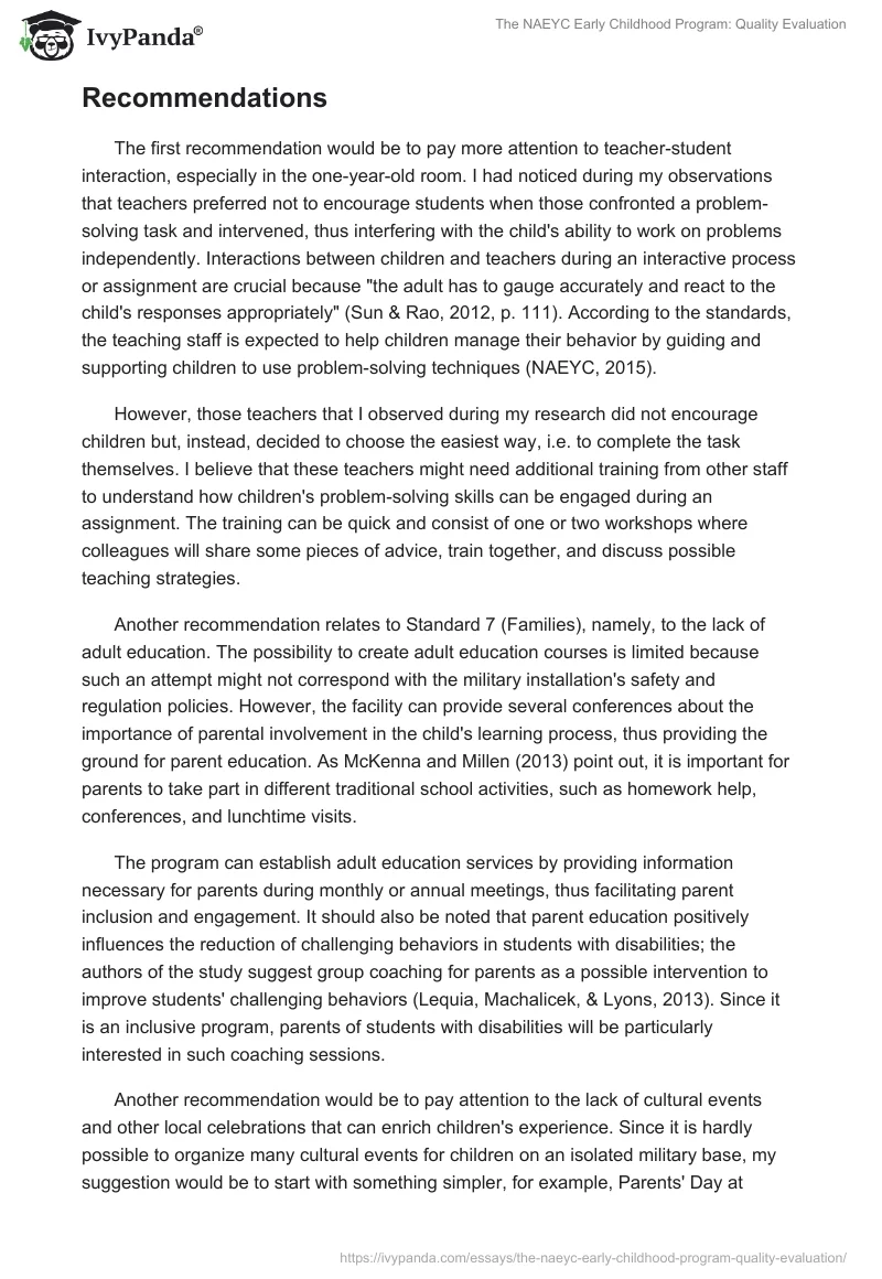 The NAEYC Early Childhood Program: Quality Evaluation. Page 5