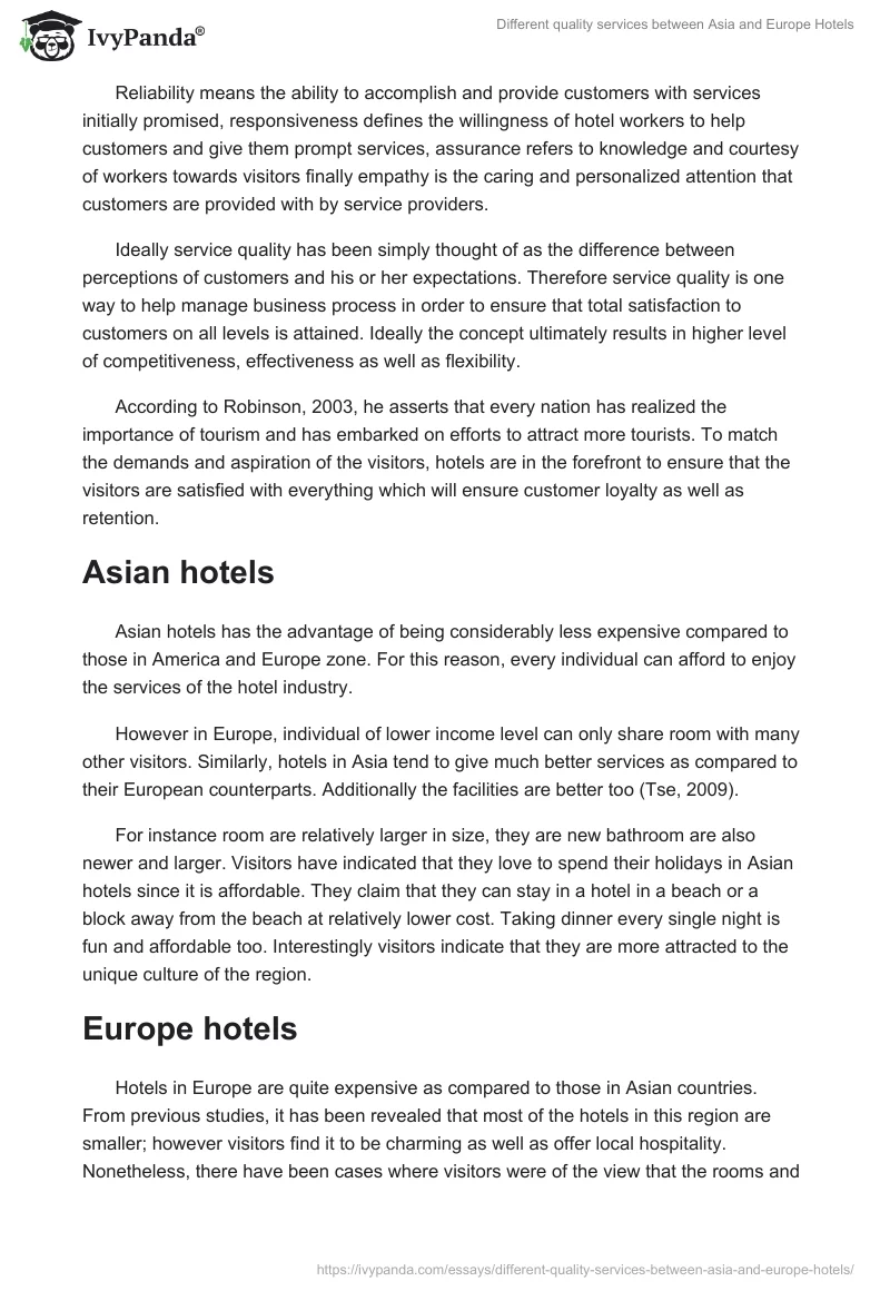 Different quality services between Asia and Europe Hotels. Page 2