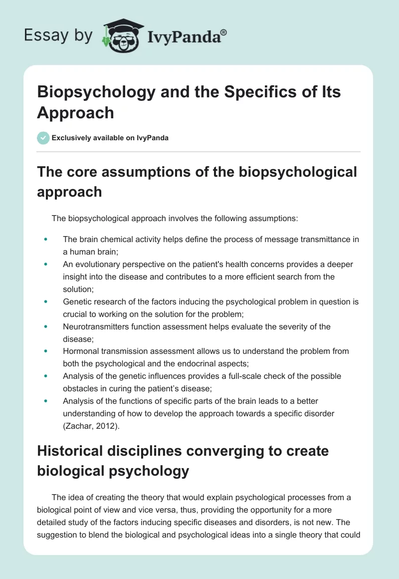 Biopsychology and the Specifics of Its Approach. Page 1