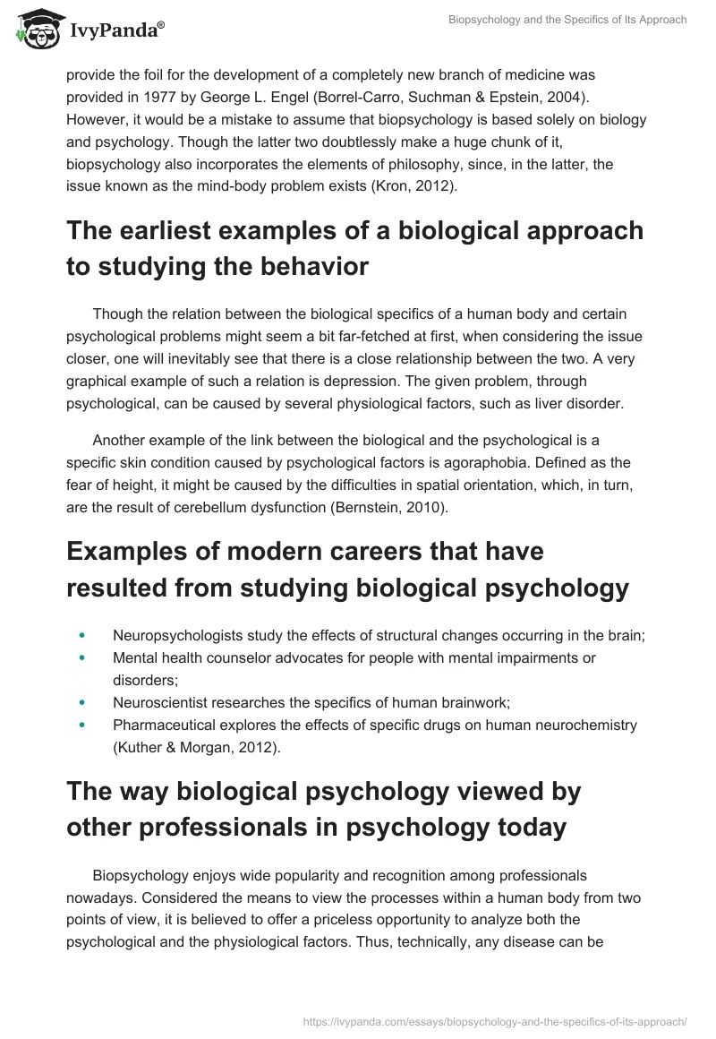 Biopsychology and the Specifics of Its Approach. Page 2