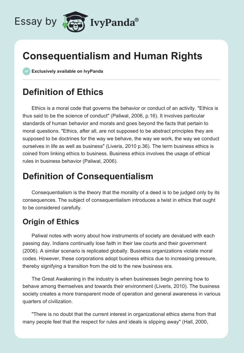Consequentialism and Human Rights. Page 1