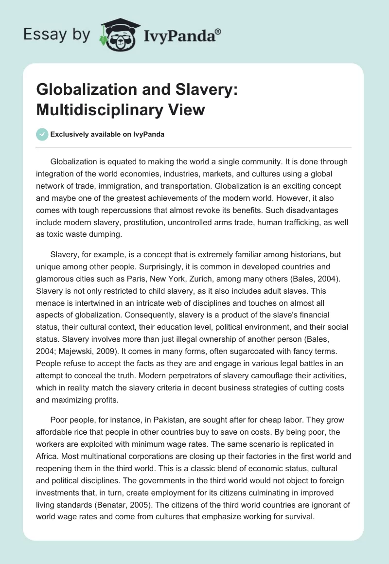 Globalization and Slavery: Multidisciplinary View. Page 1