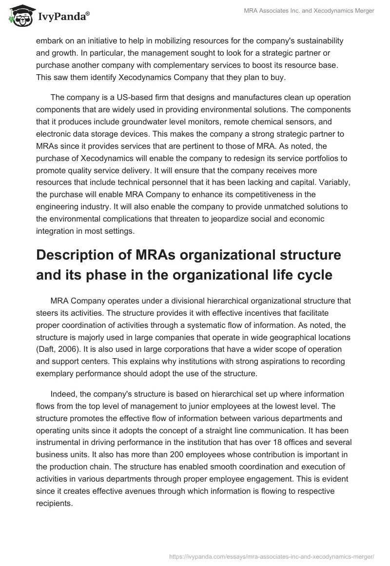 MRA Associates Inc. and Xecodynamics Merger. Page 2