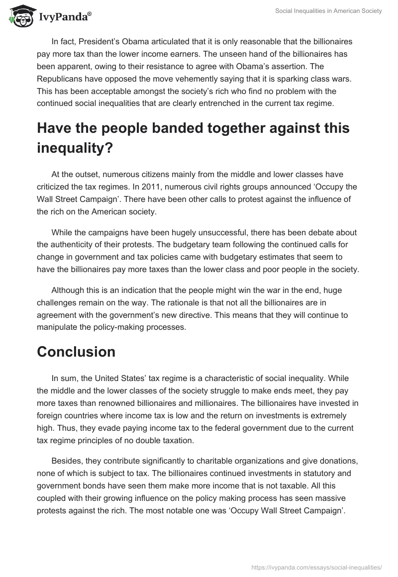 Social Inequalities in American Society. Page 3