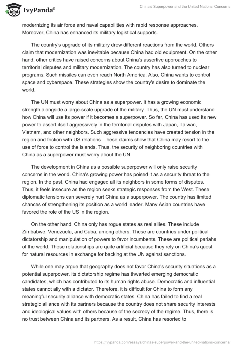China's Superpower and the United Nations' Concerns. Page 2