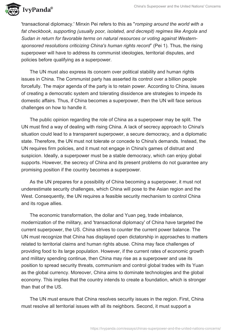 China's Superpower and the United Nations' Concerns. Page 3