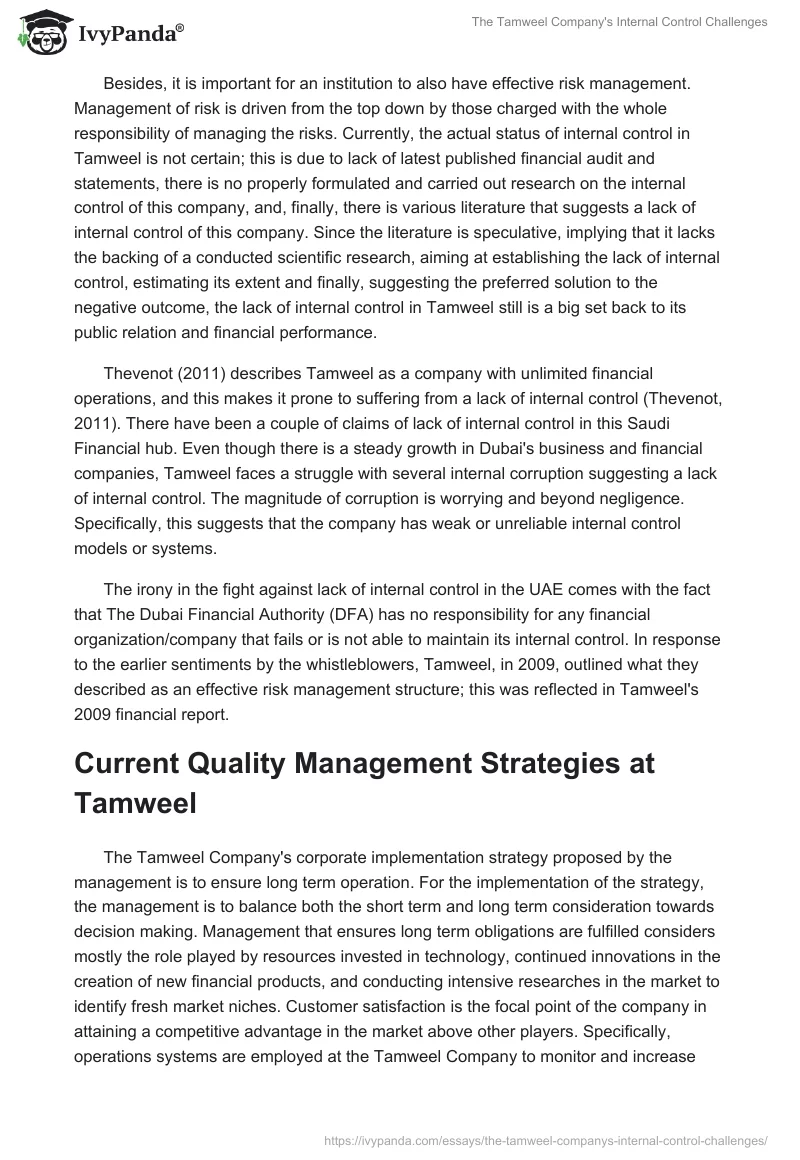 The Tamweel Company's Internal Control Challenges. Page 3