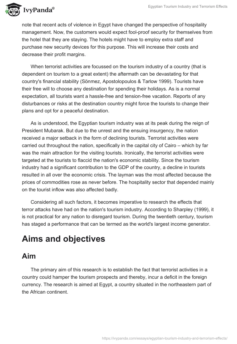 Egyptian Tourism Industry and Terrorism Effects. Page 2